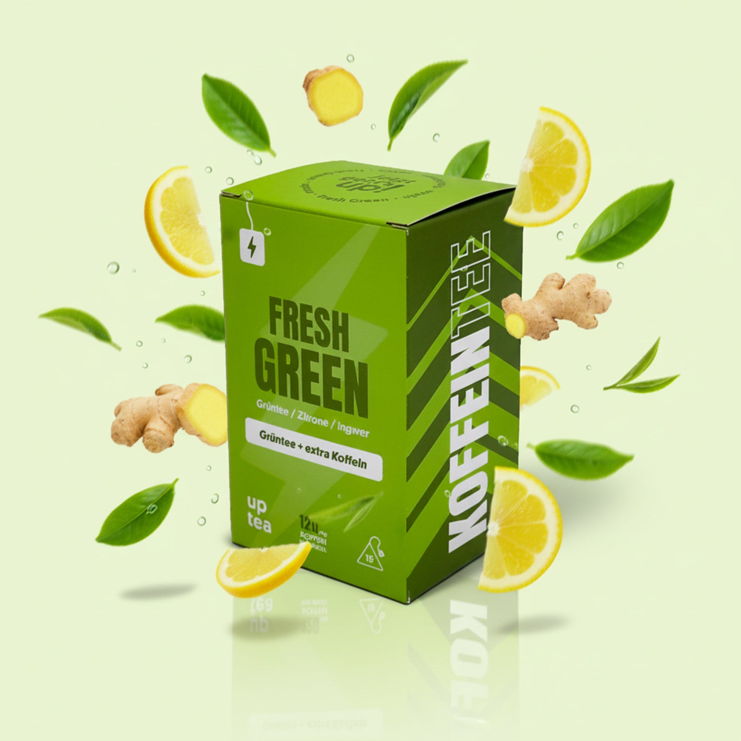 Koffeintee Fresh Green - Grüntee, Zitrone, Ingwer