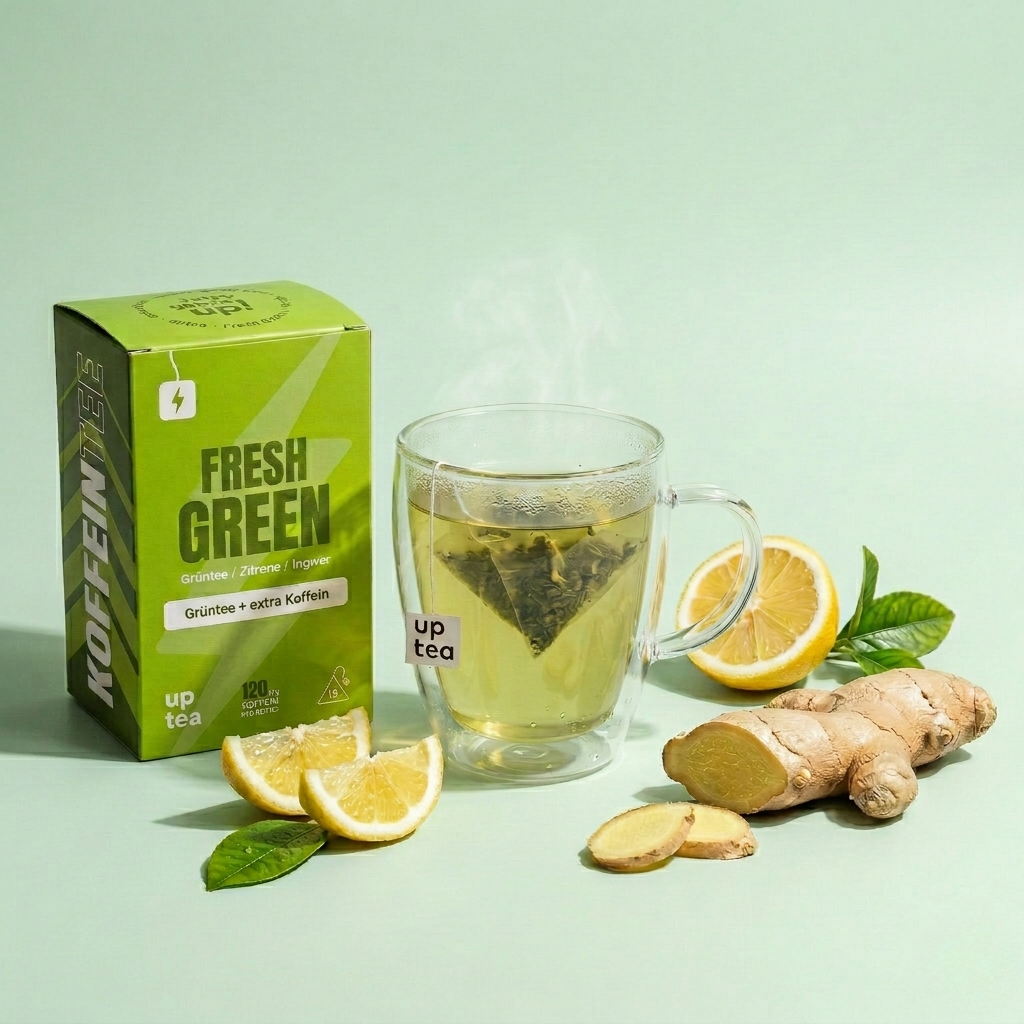 uptea Fresh Green – Grüntee mit 120 mg Koffein pro Beutel