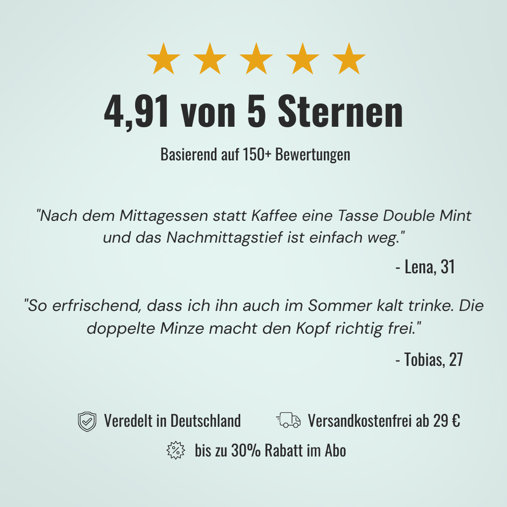 Koffeintee Double Mint - Krauseminze, Pfefferminze