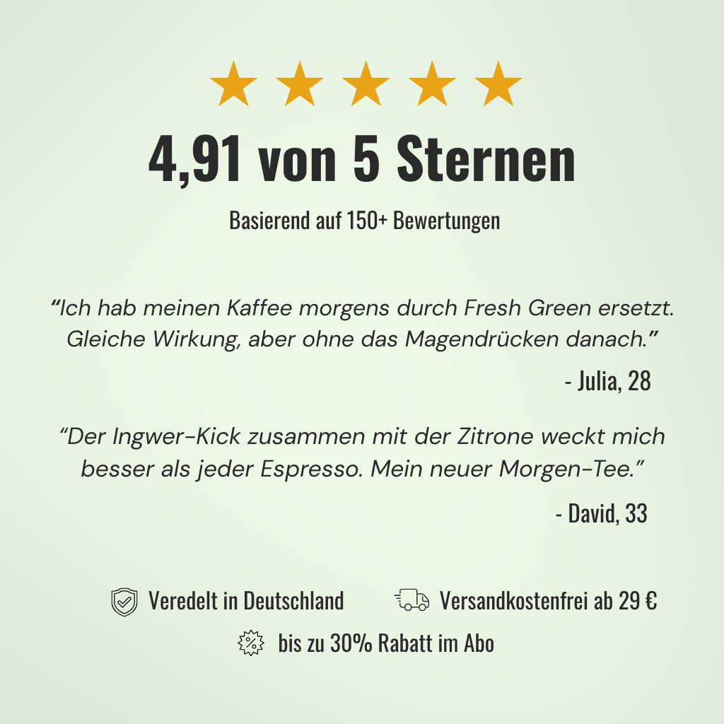 Koffeintee Fresh Green - Grüntee, Zitrone, Ingwer